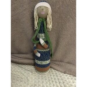 Handmade Fabric Doll Winter Outfit Knitted HatBlue Orange Geometric‎ Patter